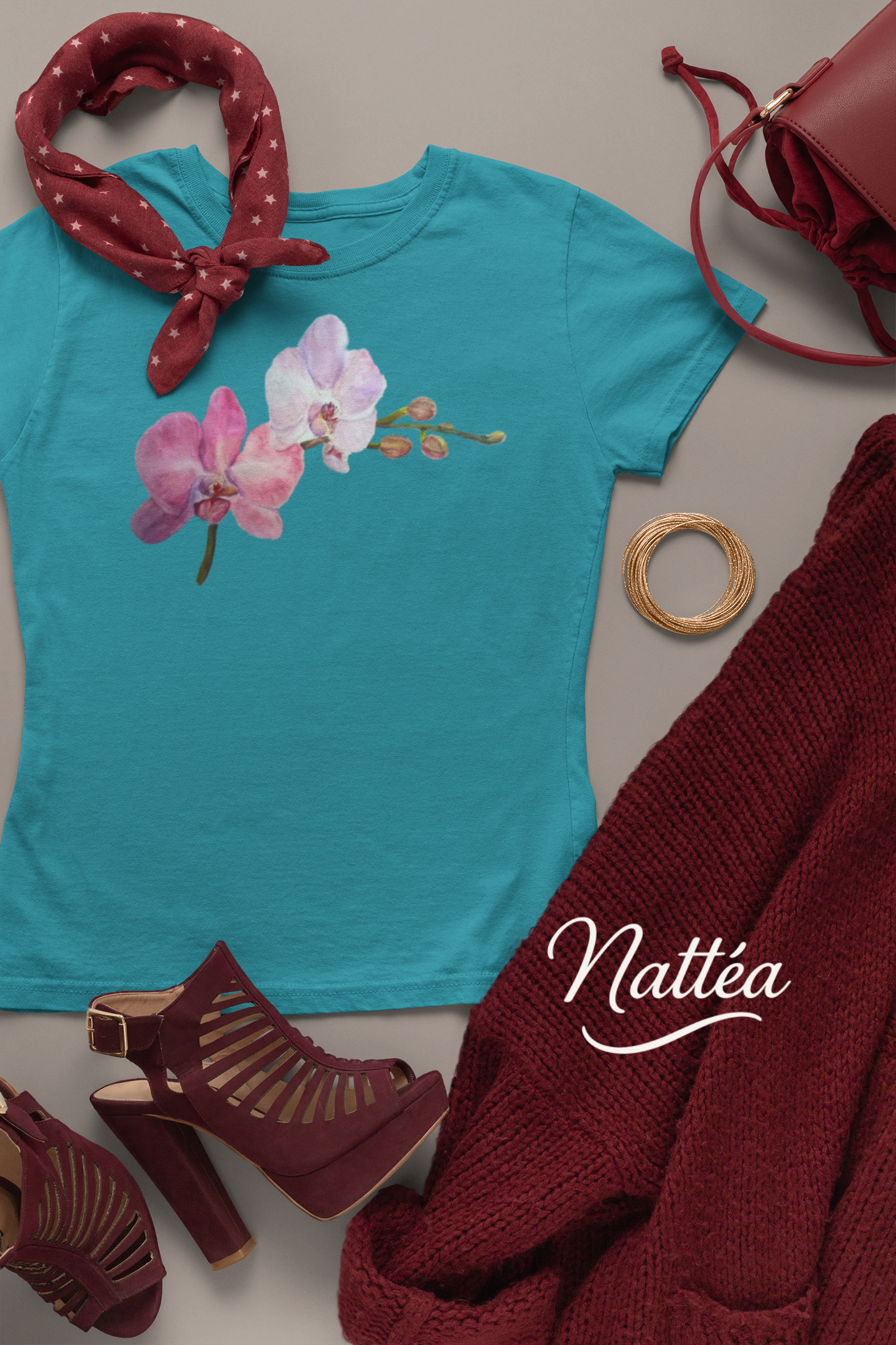 Floral Watercolor T-Shirt – Orchid from Original Painting