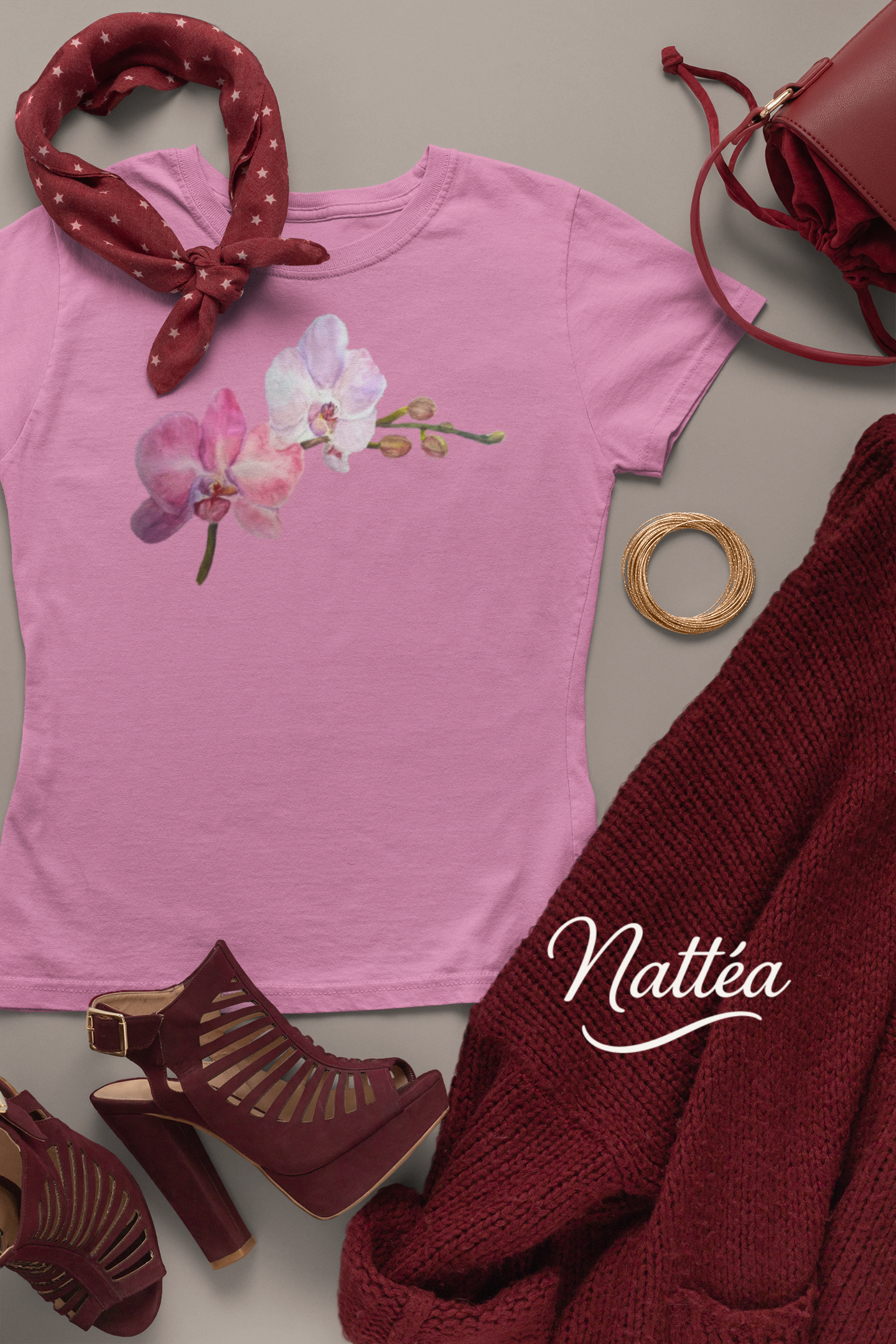 Floral Watercolor T-Shirt – Orchid from Original Painting