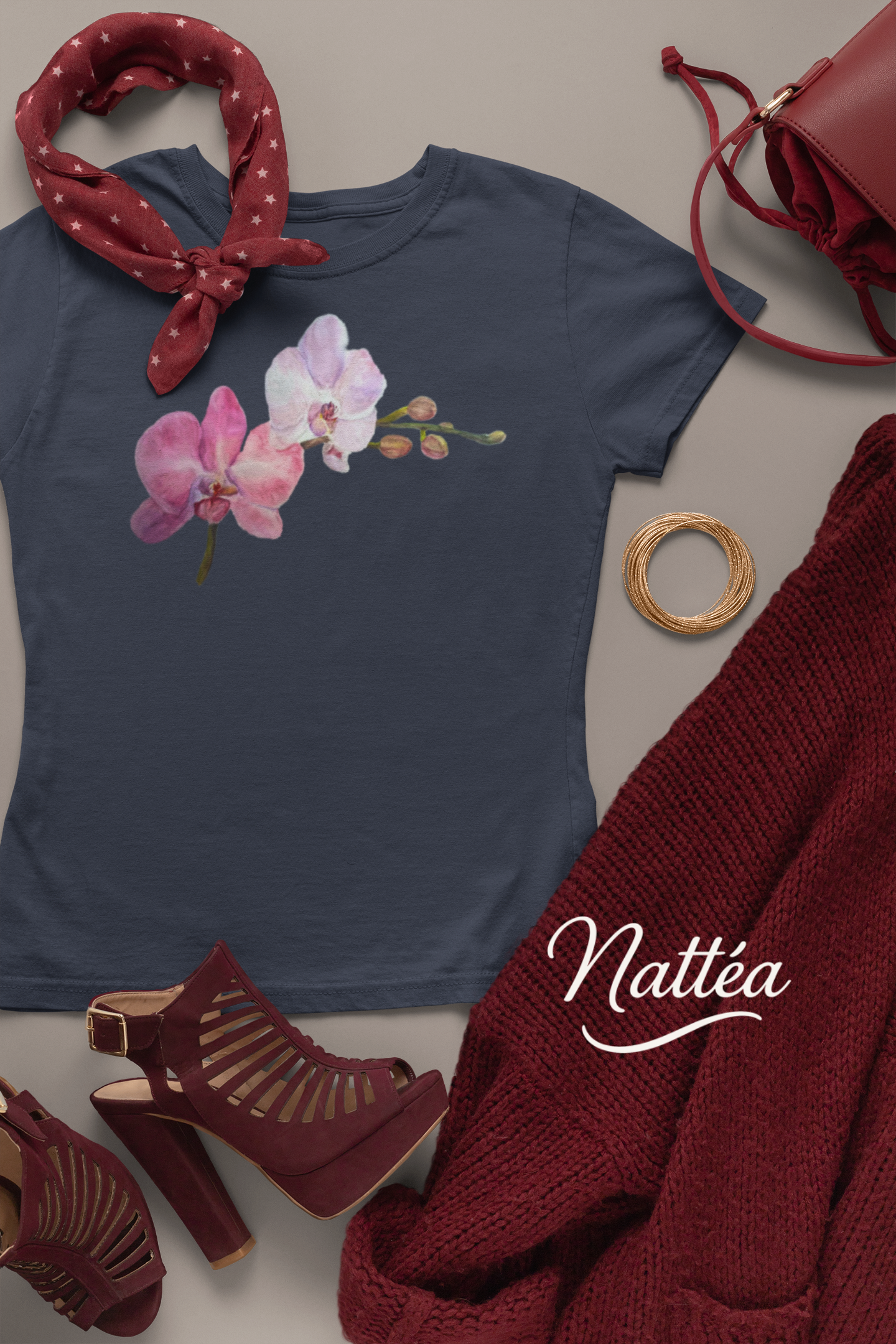 Floral Watercolor T-Shirt – Orchid from Original Painting