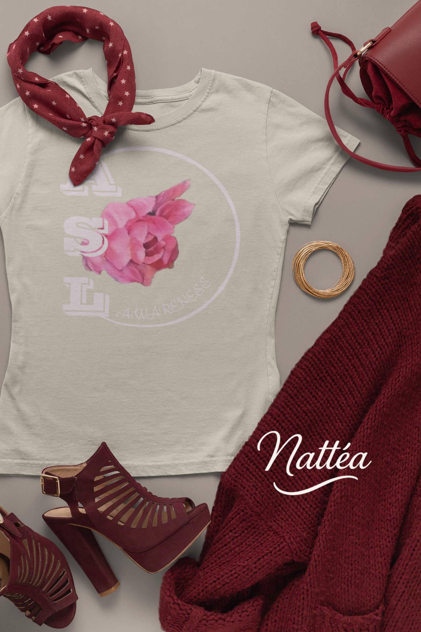 ASL Awareness T-Shirt – Elegant Peony Style from Original Oil Painting