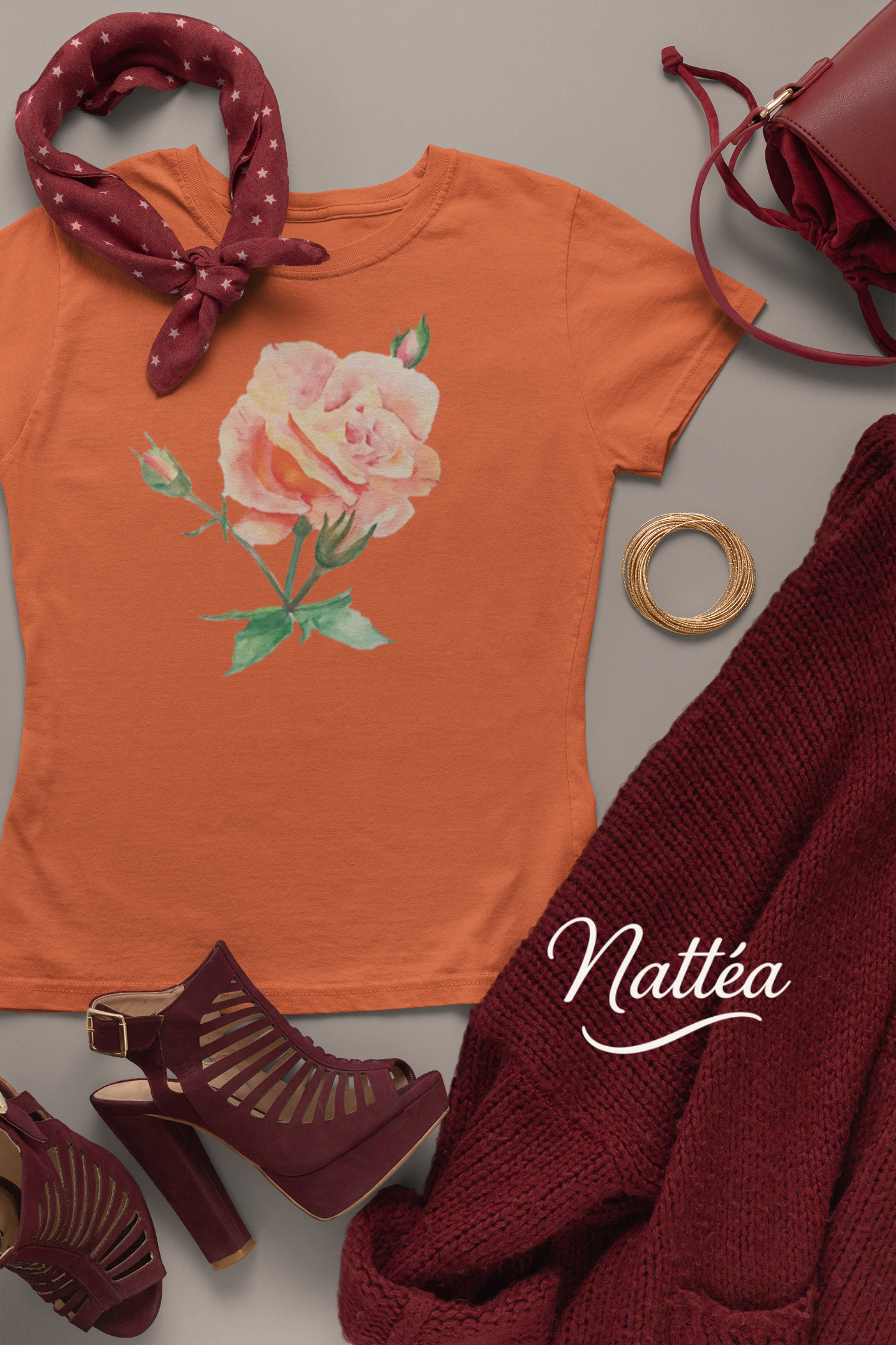 Floral Watercolor T-Shirt – Pastel Rose from Original Painting