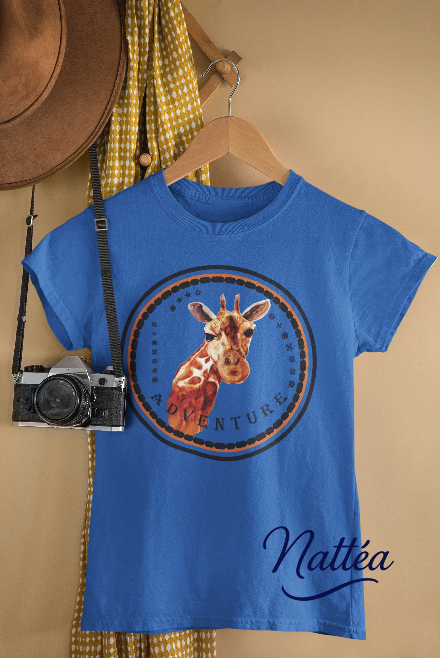 Giraffe Adventure T-Shirt – Safari Style from Original Artwork / Dark Letters