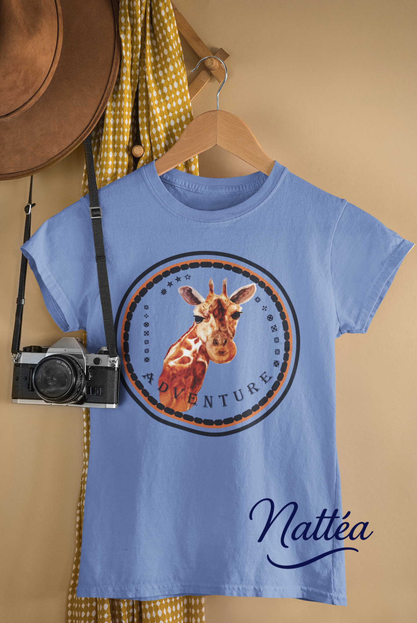 Giraffe Adventure T-Shirt – Safari Style from Original Artwork / Dark Letters