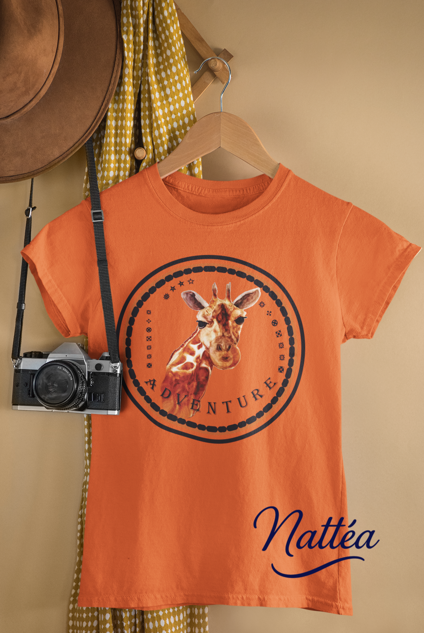 Giraffe Adventure T-Shirt – Safari Style from Original Artwork / Dark Letters