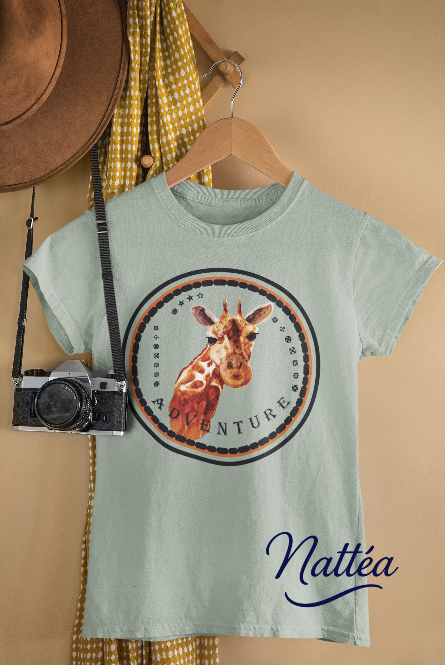Giraffe Adventure T-Shirt – Safari Style from Original Artwork / Dark Letters