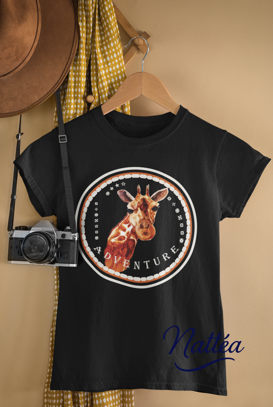Giraffe Adventure T-Shirt – Safari Style from Original Artwork