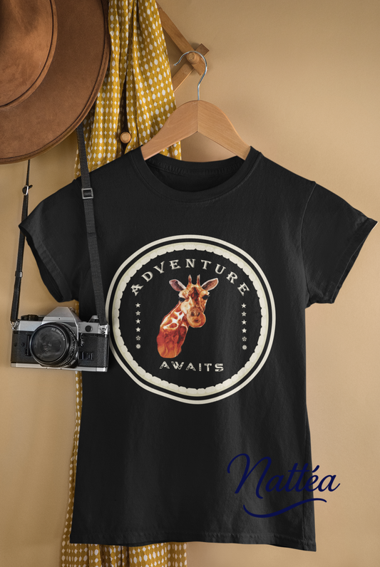 Watercolor Giraffe T-Shirt – Safari Vibes & Adventure Awaits Style
