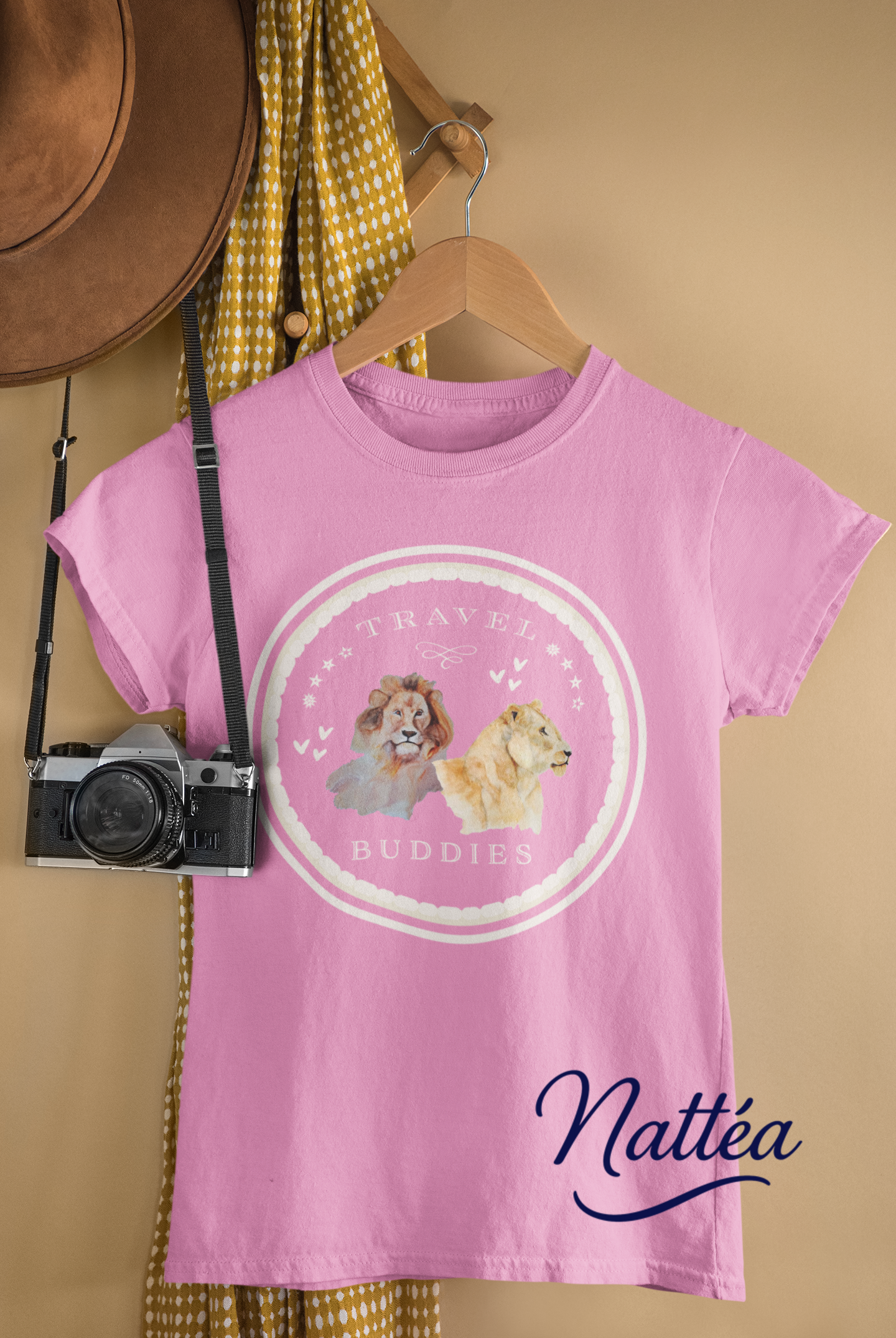 Lion & Lioness Travel Buddies T-Shirt – Wildlife Adventure Print from Original Art