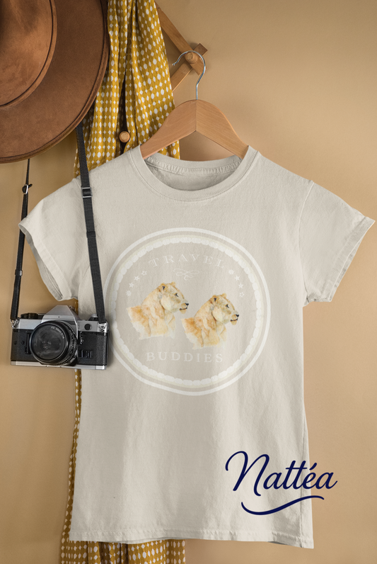 Lioness Travel Buddies T-Shirt – Wildlife Adventure Print from Original Art