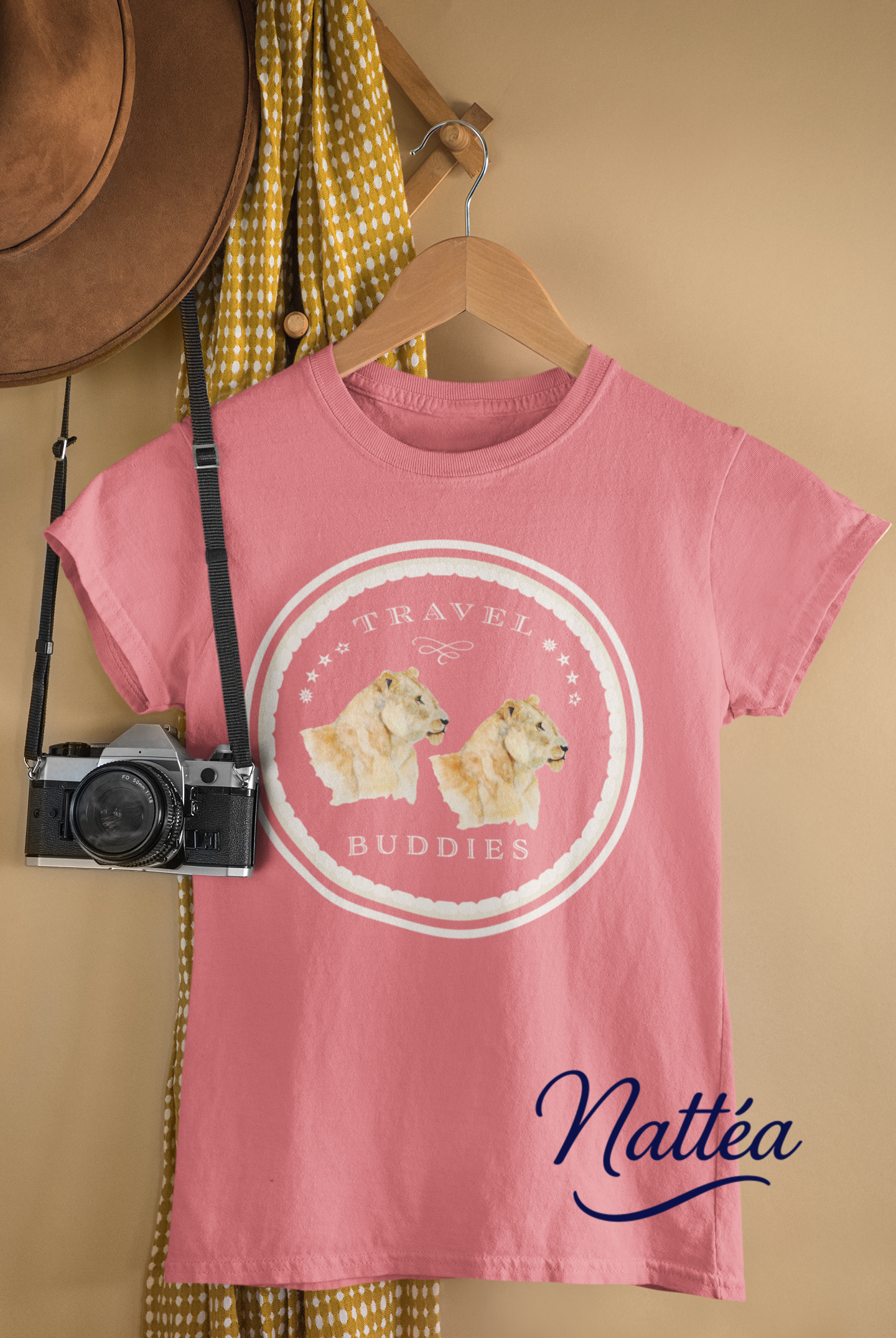 Lioness Travel Buddies T-Shirt – Wildlife Adventure Print from Original Art