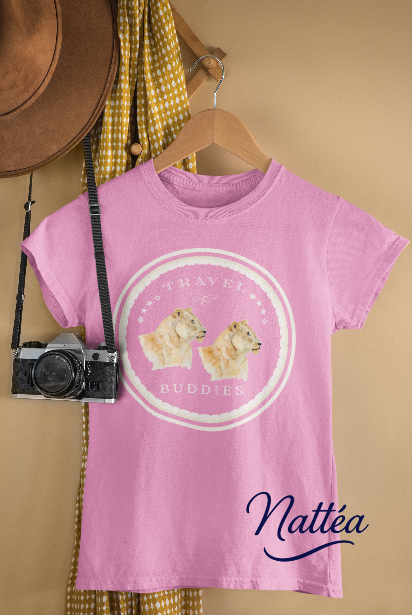 Lioness Travel Buddies T-Shirt – Wildlife Adventure Print from Original Art