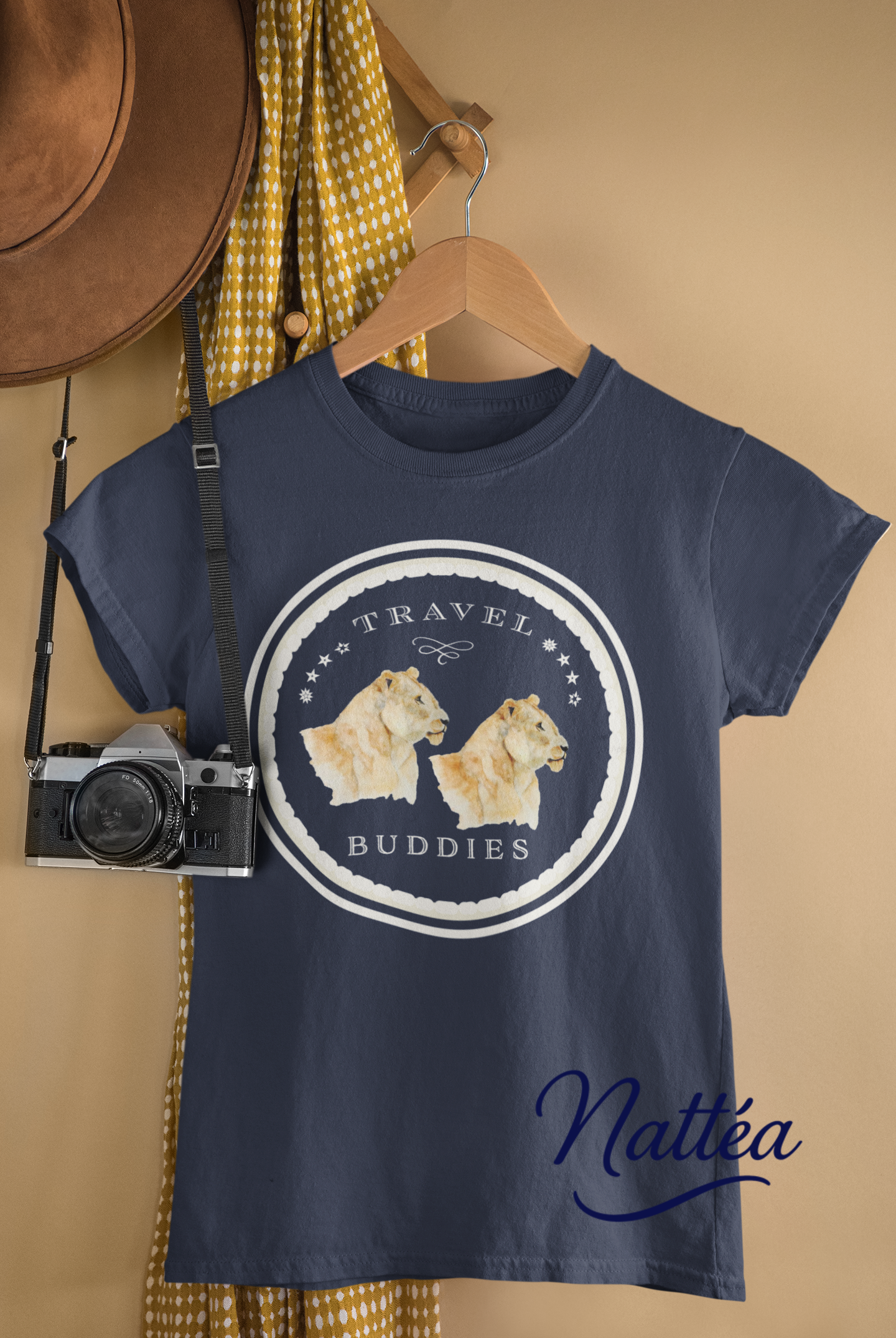 Lioness Travel Buddies T-Shirt – Wildlife Adventure Print from Original Art