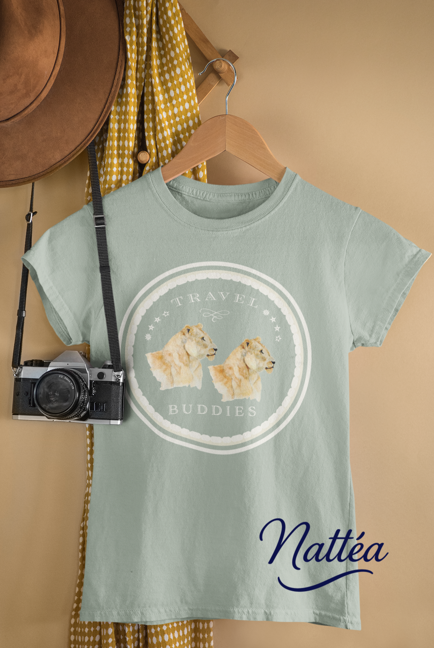 Lioness Travel Buddies T-Shirt – Wildlife Adventure Print from Original Art