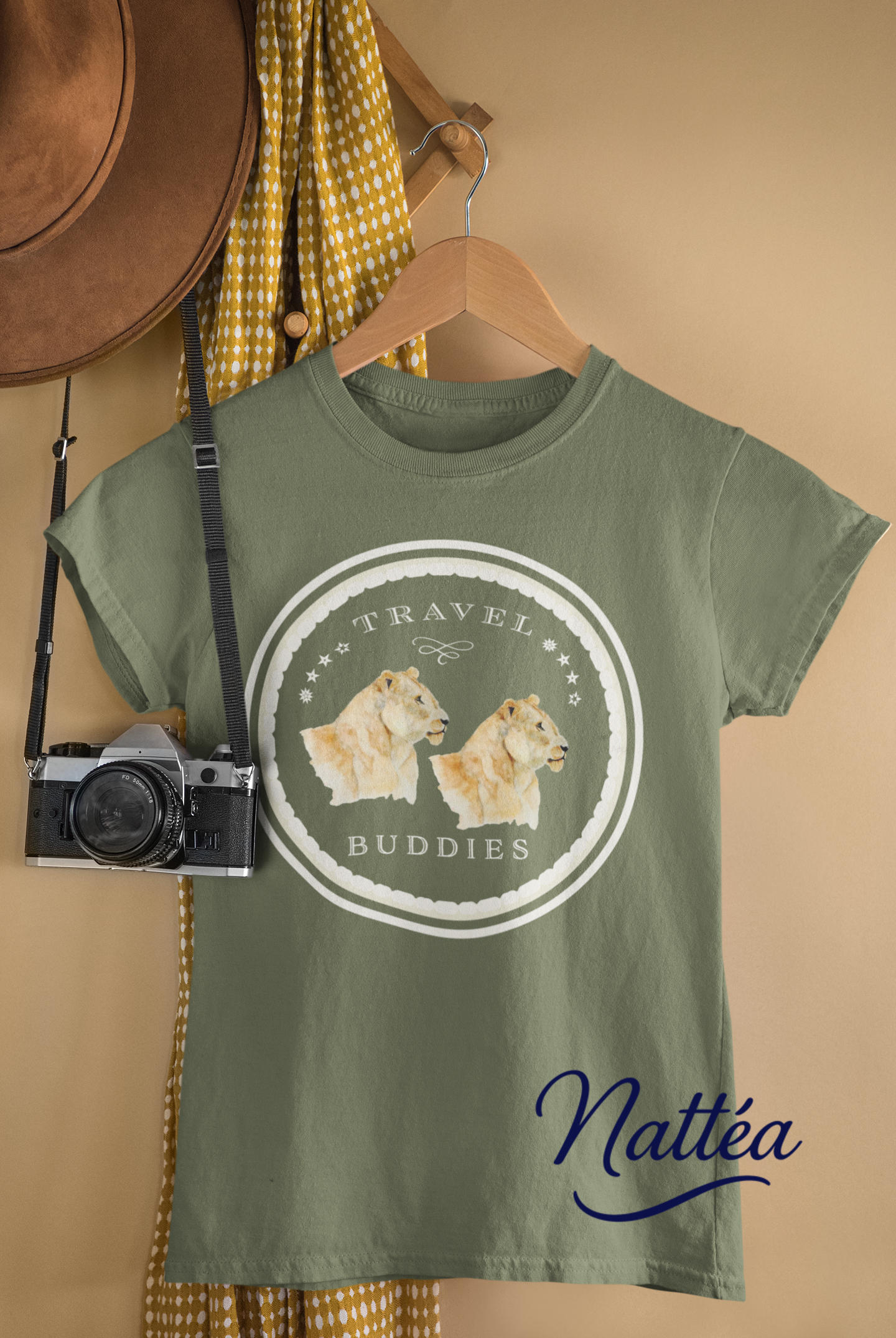 Lioness Travel Buddies T-Shirt – Wildlife Adventure Print from Original Art