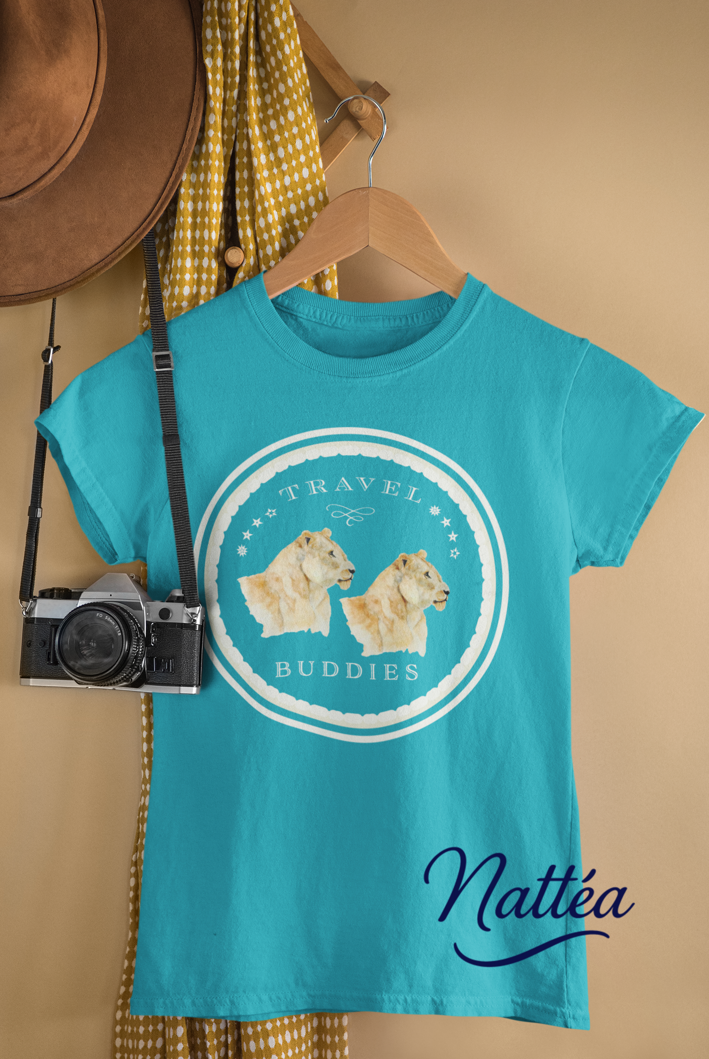 Lioness Travel Buddies T-Shirt – Wildlife Adventure Print from Original Art