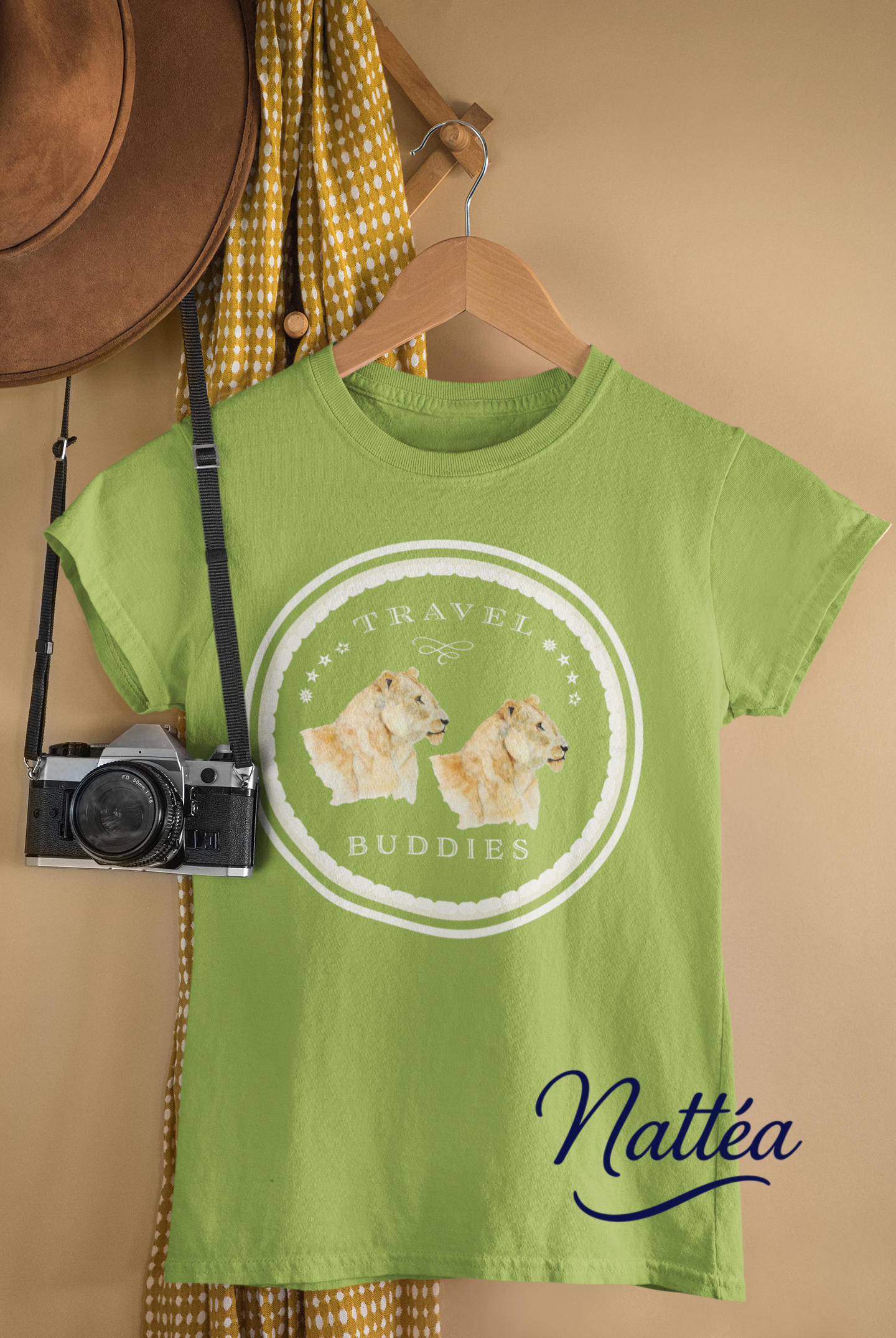 Lioness Travel Buddies T-Shirt – Wildlife Adventure Print from Original Art
