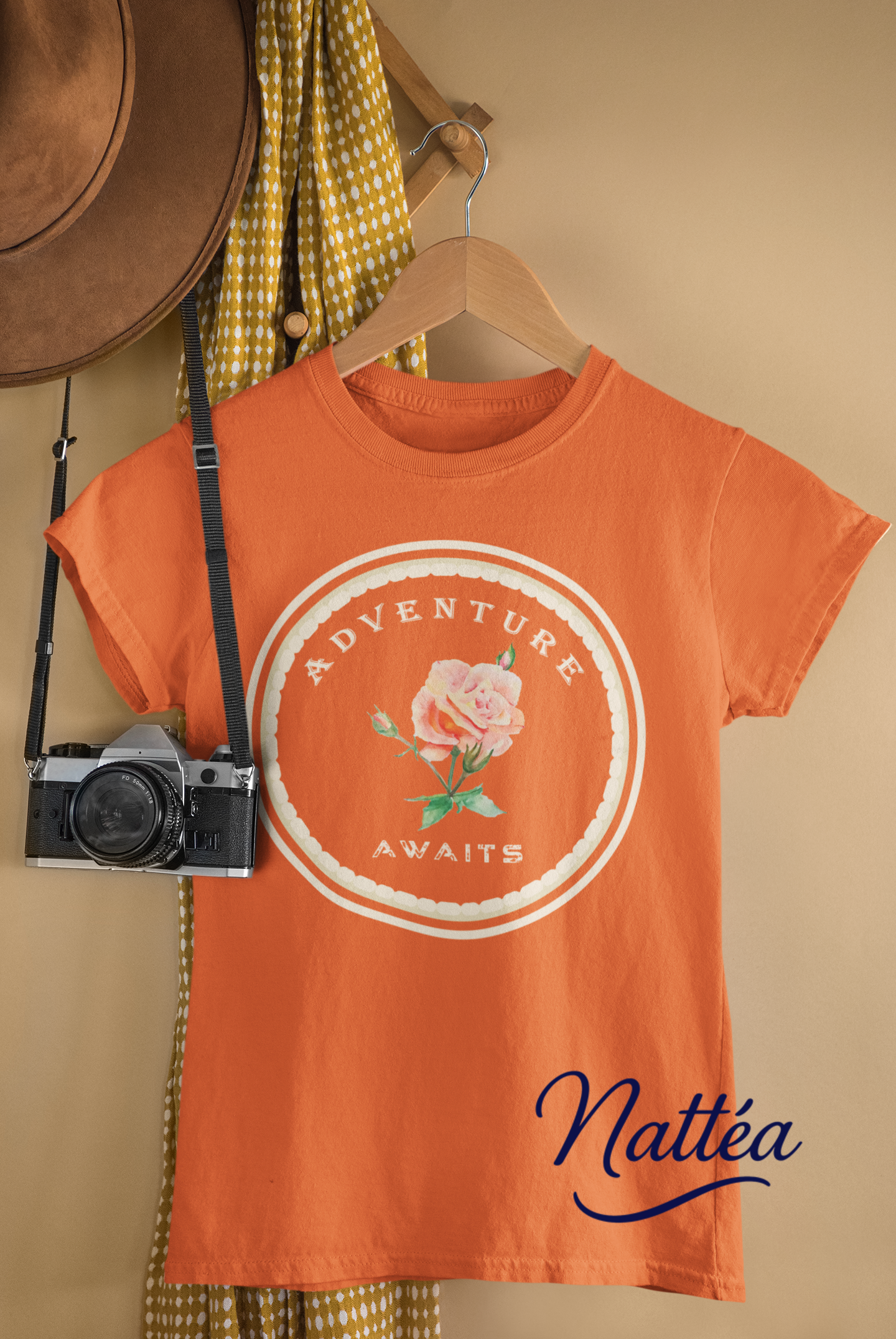 Adventure Awaits  Style Floral Watercolor T-Shirt – Pastel Rose from Original Painting