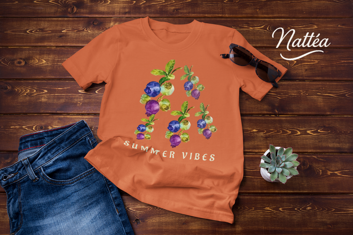 Summer Vibes Berries T-Shirt – Watercolor Fruit Design from Original Painting