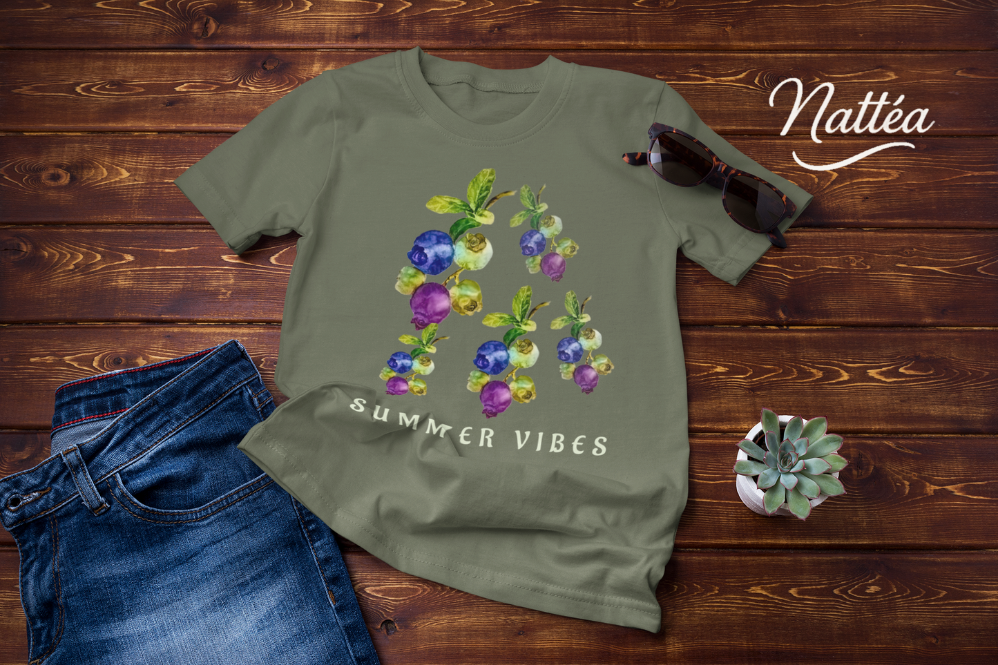 Summer Vibes Berries T-Shirt – Watercolor Fruit Design from Original Painting
