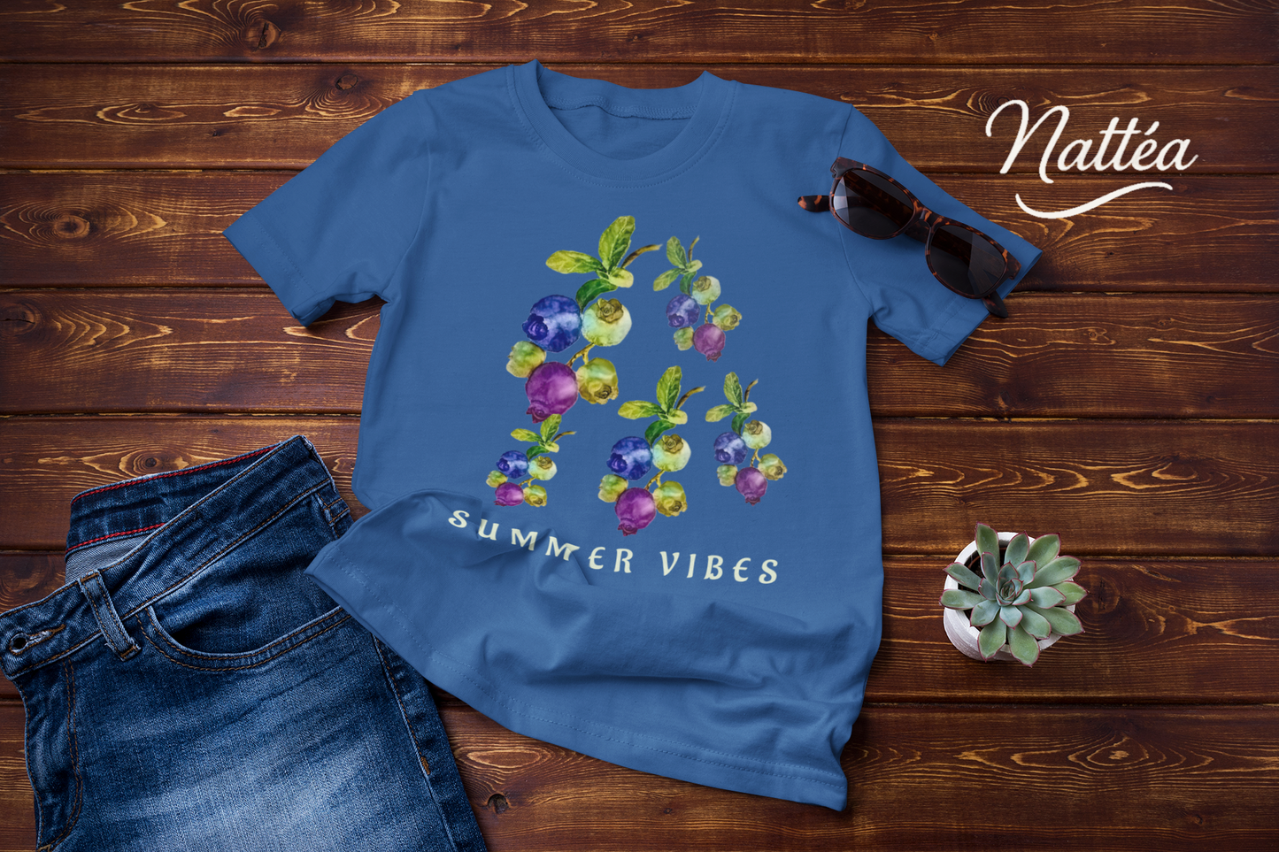 Summer Vibes Berries T-Shirt – Watercolor Fruit Design from Original Painting