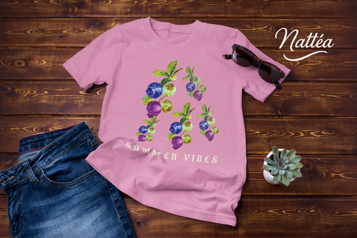 Summer Vibes Berries T-Shirt – Watercolor Fruit Design from Original Painting