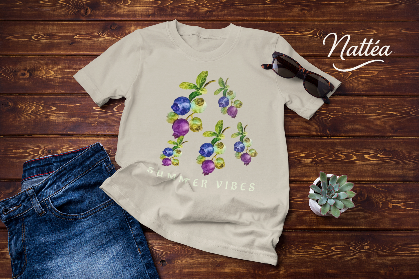Summer Vibes Berries T-Shirt – Watercolor Fruit Design from Original Painting
