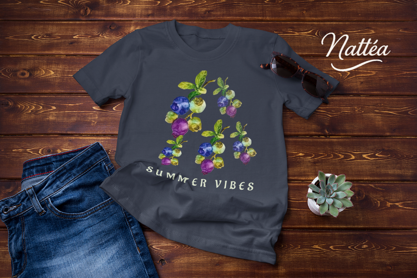 Summer Vibes Berries T-Shirt – Watercolor Fruit Design from Original Painting