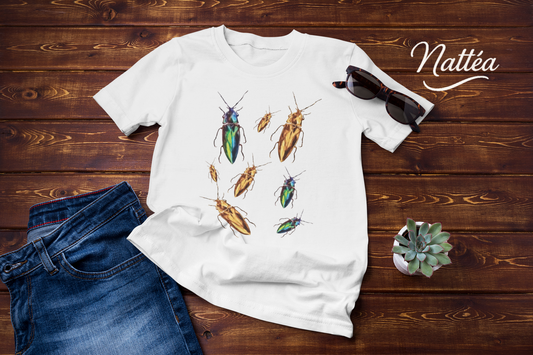 Vintage Beetles T-Shirt Design from Original Watercolor Painting