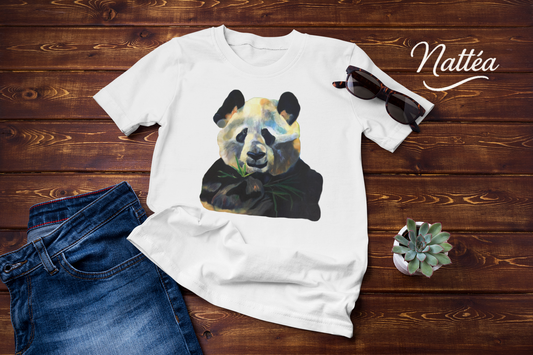 Cute Panda T-Shirt Vintage Design from Original  Oil Painting