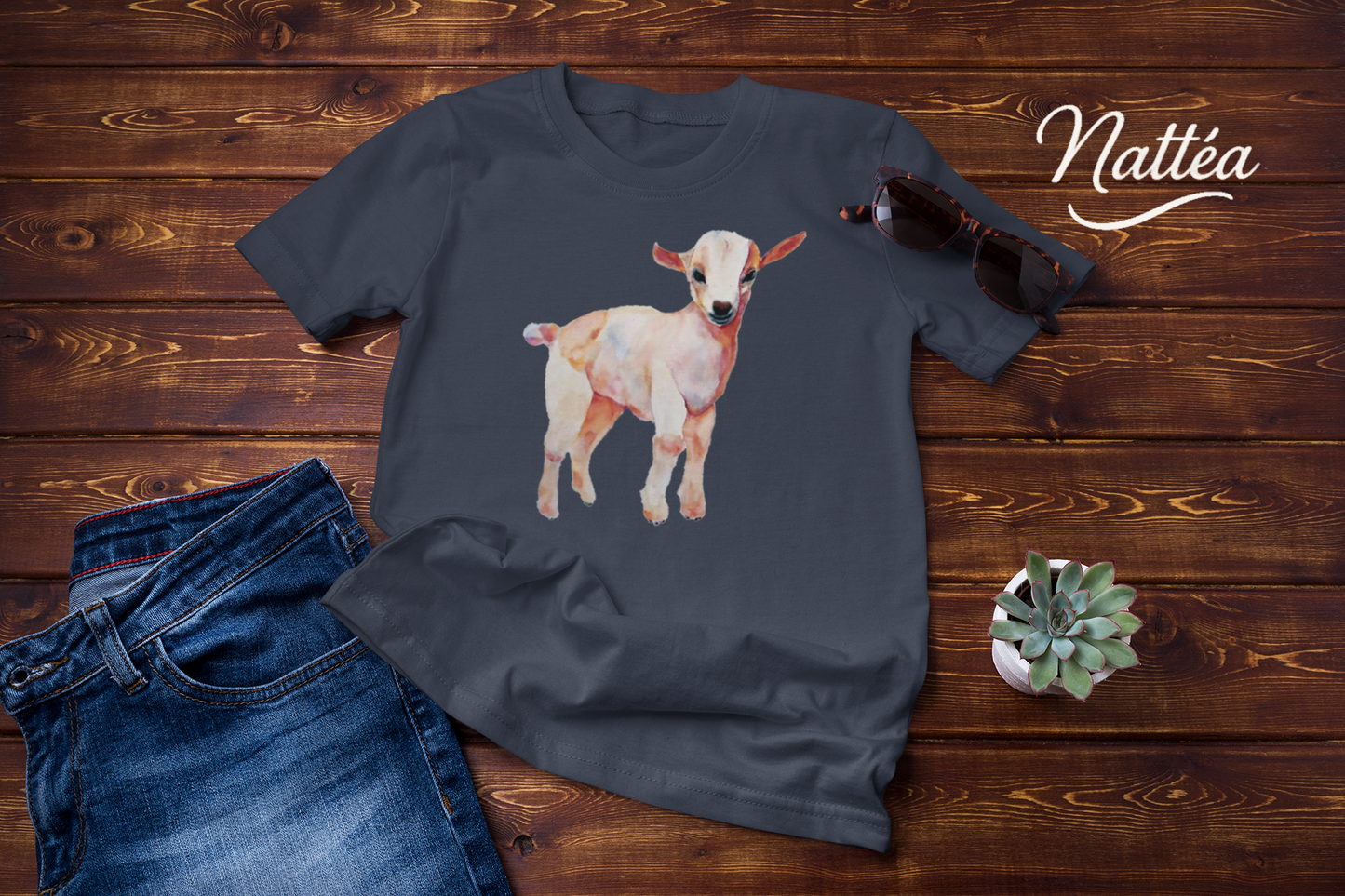 Cute Lamb T-Shirt – Watercolor Art from Original Painting
