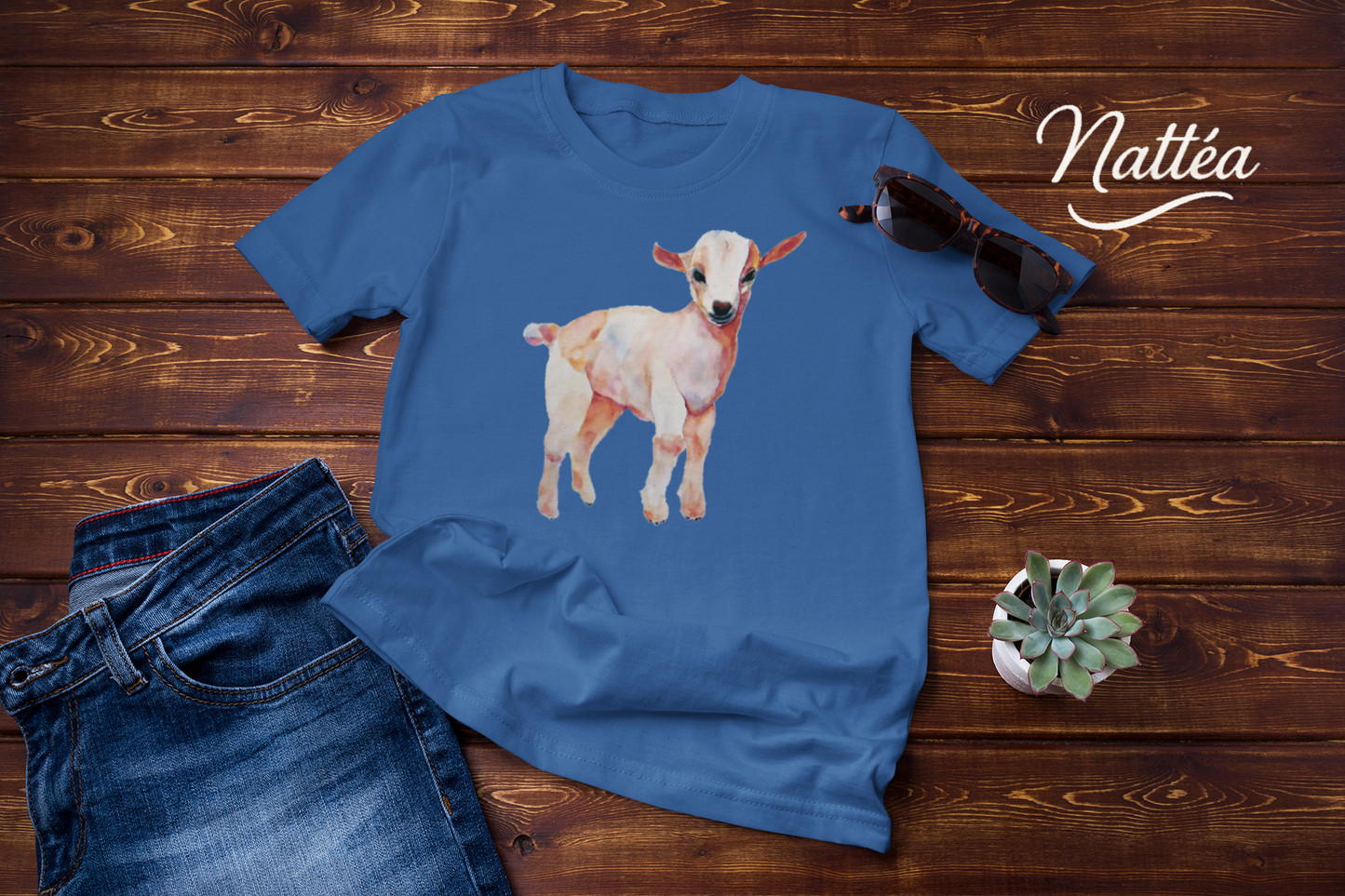 Cute Lamb T-Shirt – Watercolor Art from Original Painting