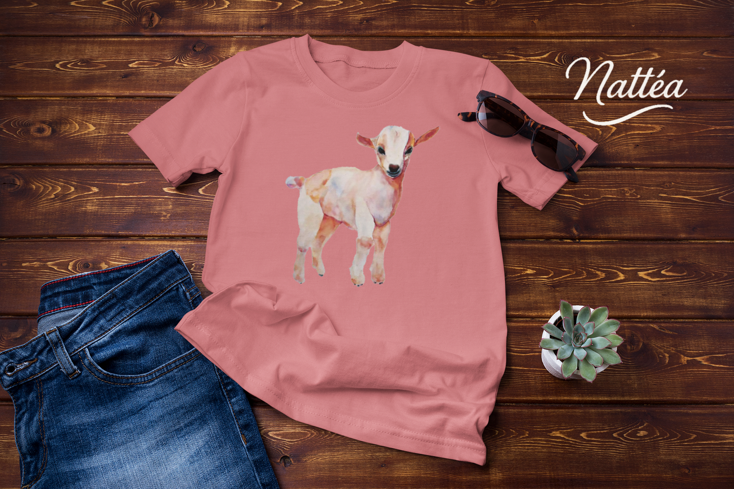 Cute Lamb T-Shirt – Watercolor Art from Original Painting