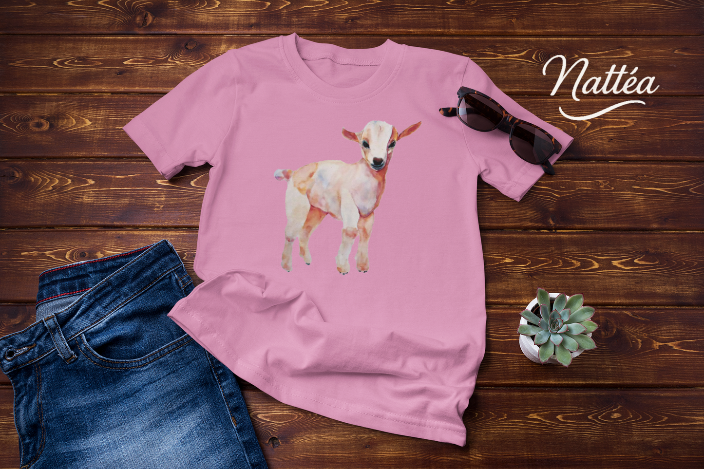 Cute Lamb T-Shirt – Watercolor Art from Original Painting