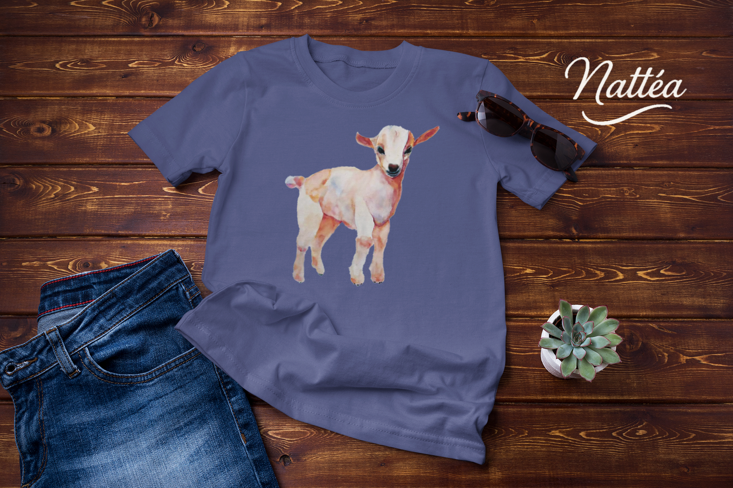 Cute Lamb T-Shirt – Watercolor Art from Original Painting