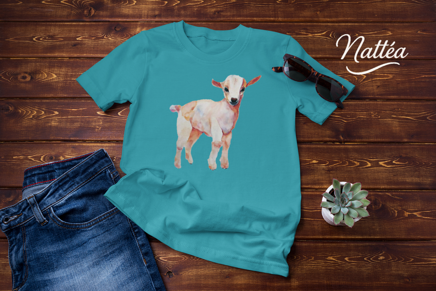 Cute Lamb T-Shirt – Watercolor Art from Original Painting