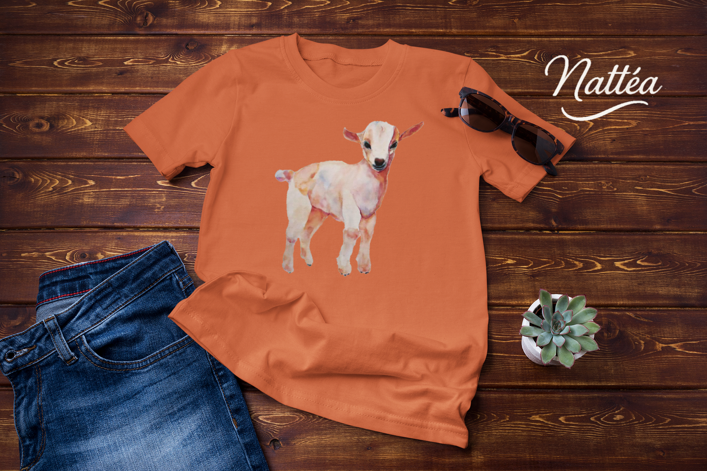 Cute Lamb T-Shirt – Watercolor Art from Original Painting