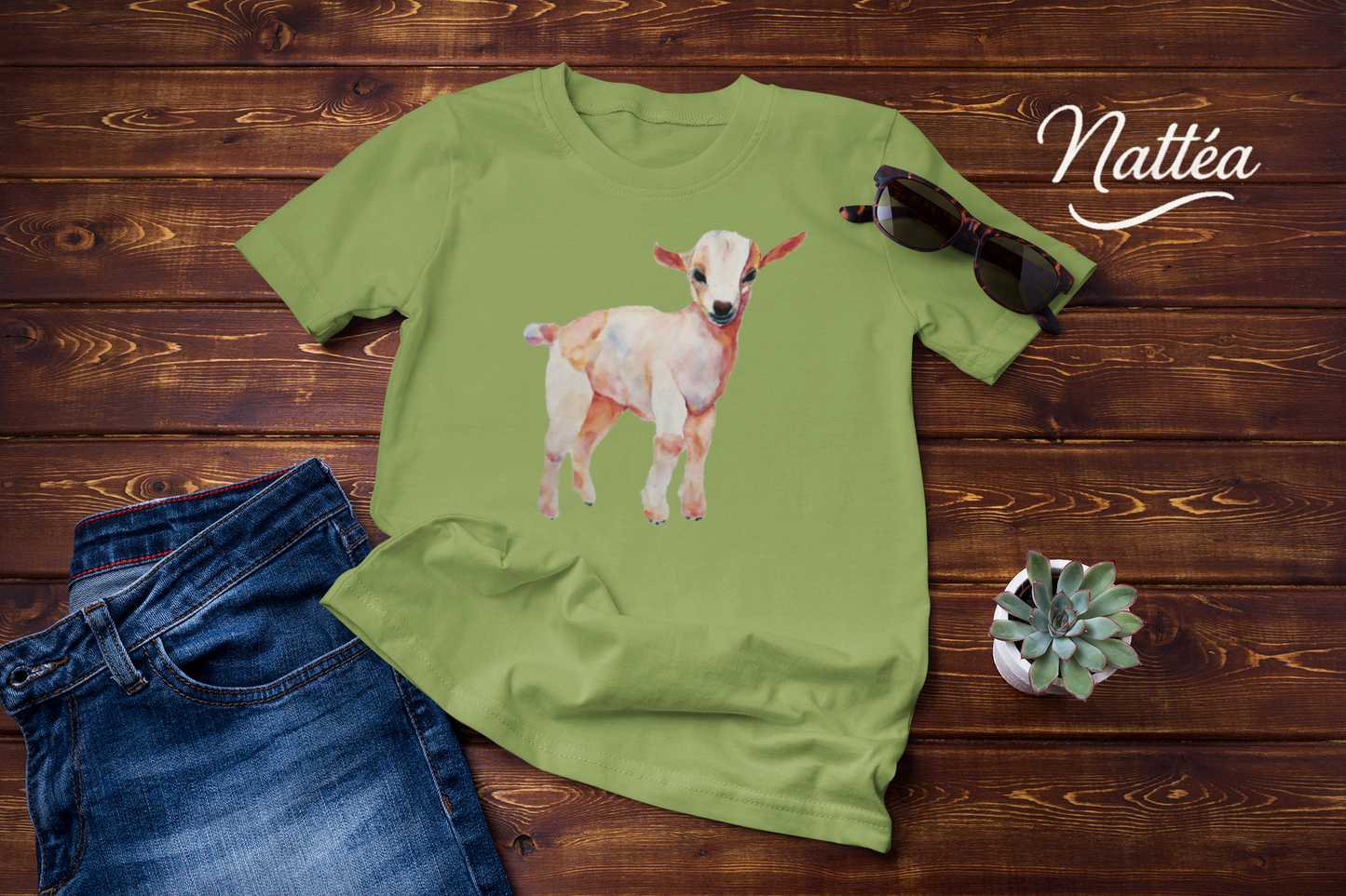 Cute Lamb T-Shirt – Watercolor Art from Original Painting