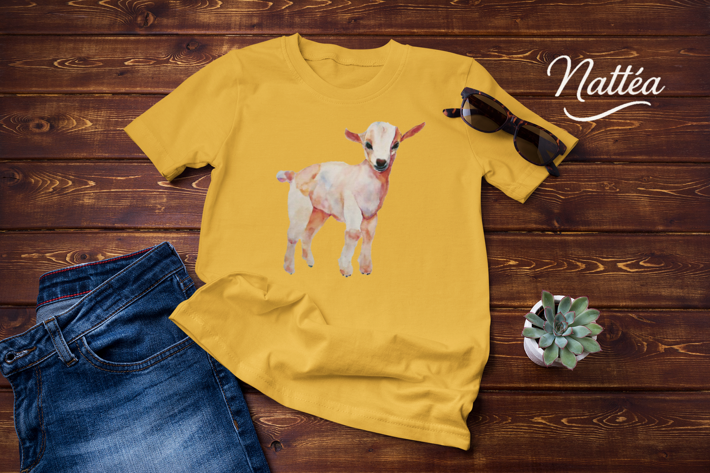 Cute Lamb T-Shirt – Watercolor Art from Original Painting