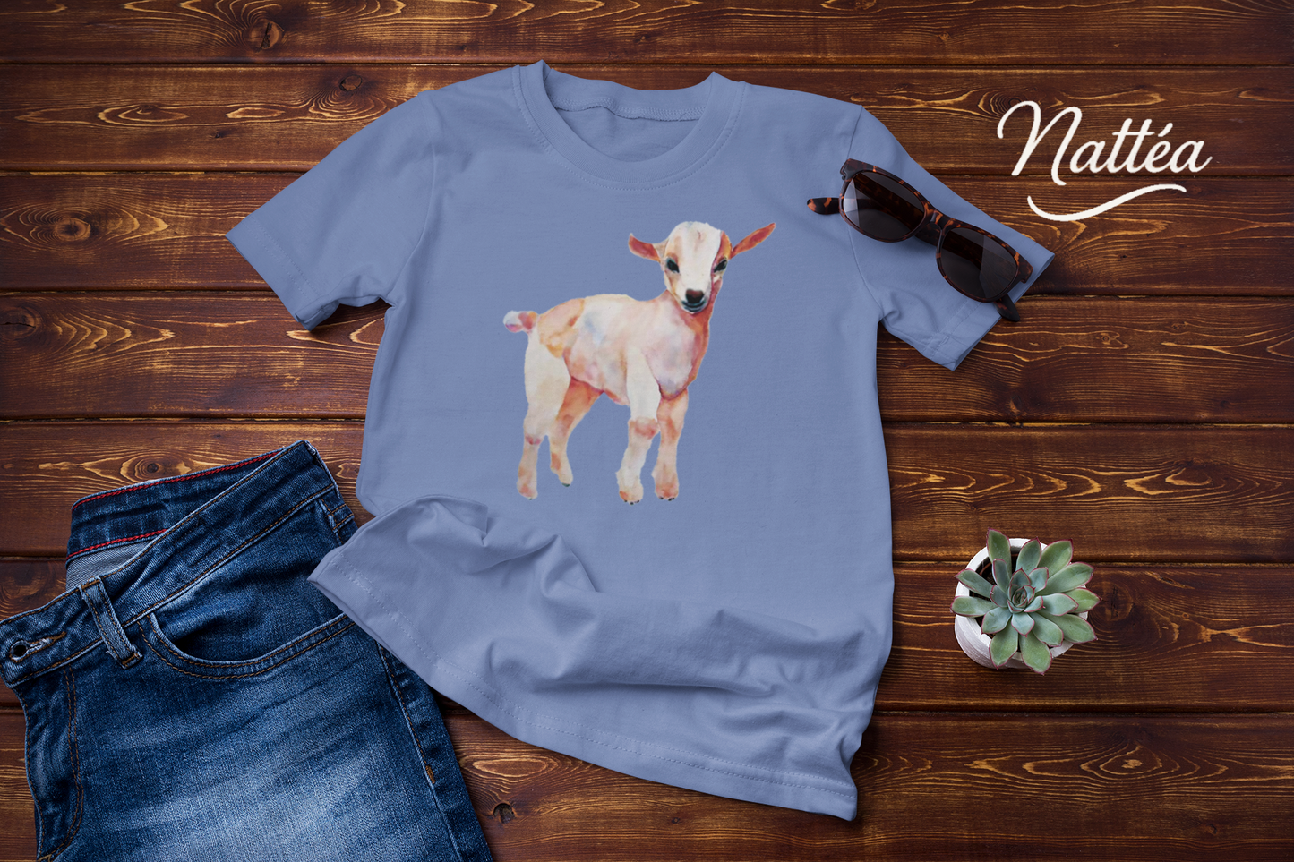 Cute Lamb T-Shirt – Watercolor Art from Original Painting
