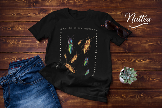 Nature is my therapy-Vintage Beetles T-Shirt Design from Original Watercolor Painting