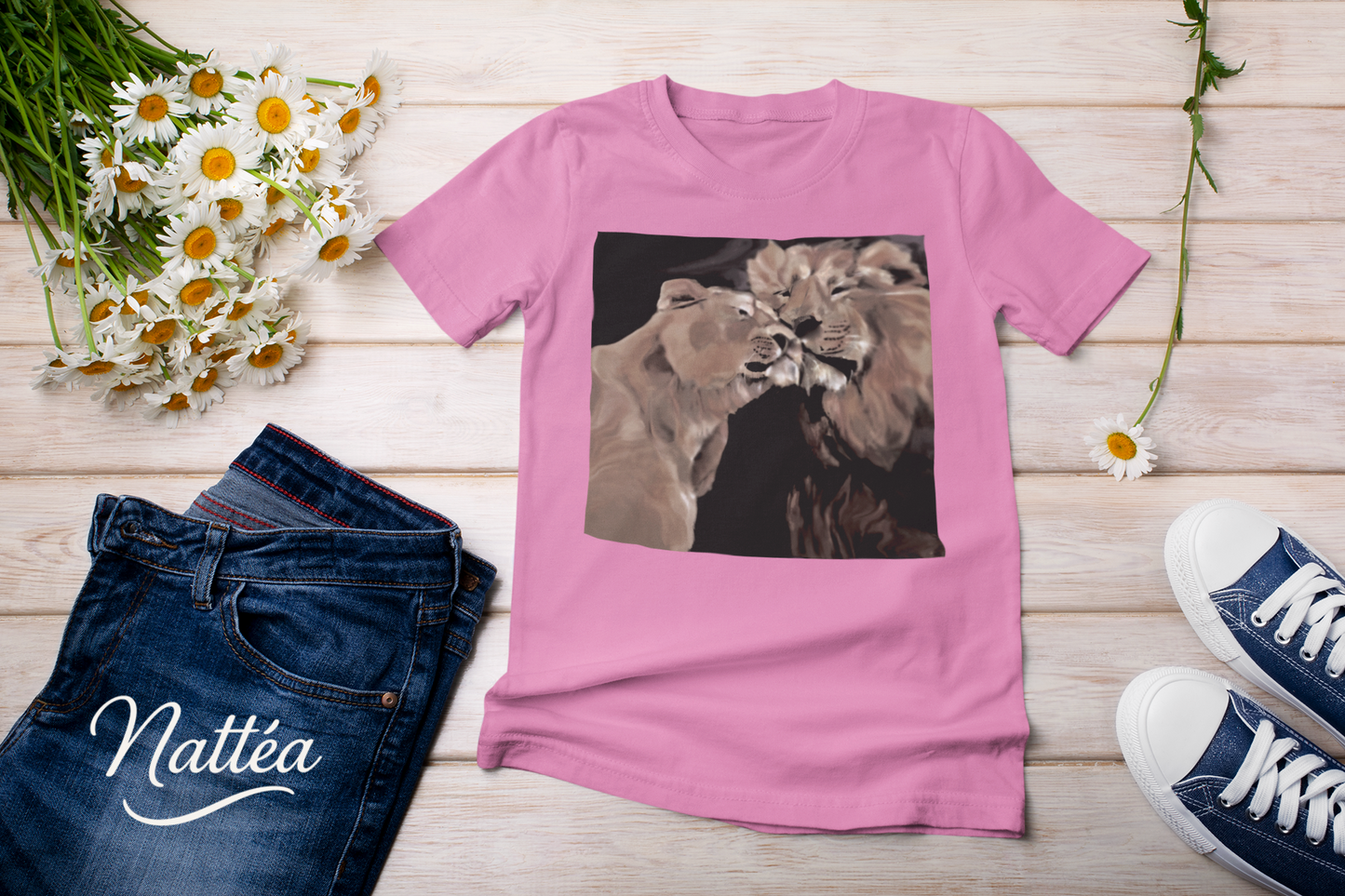 Lions couple T-Shirt - Vintage Design from Original Oil Painting