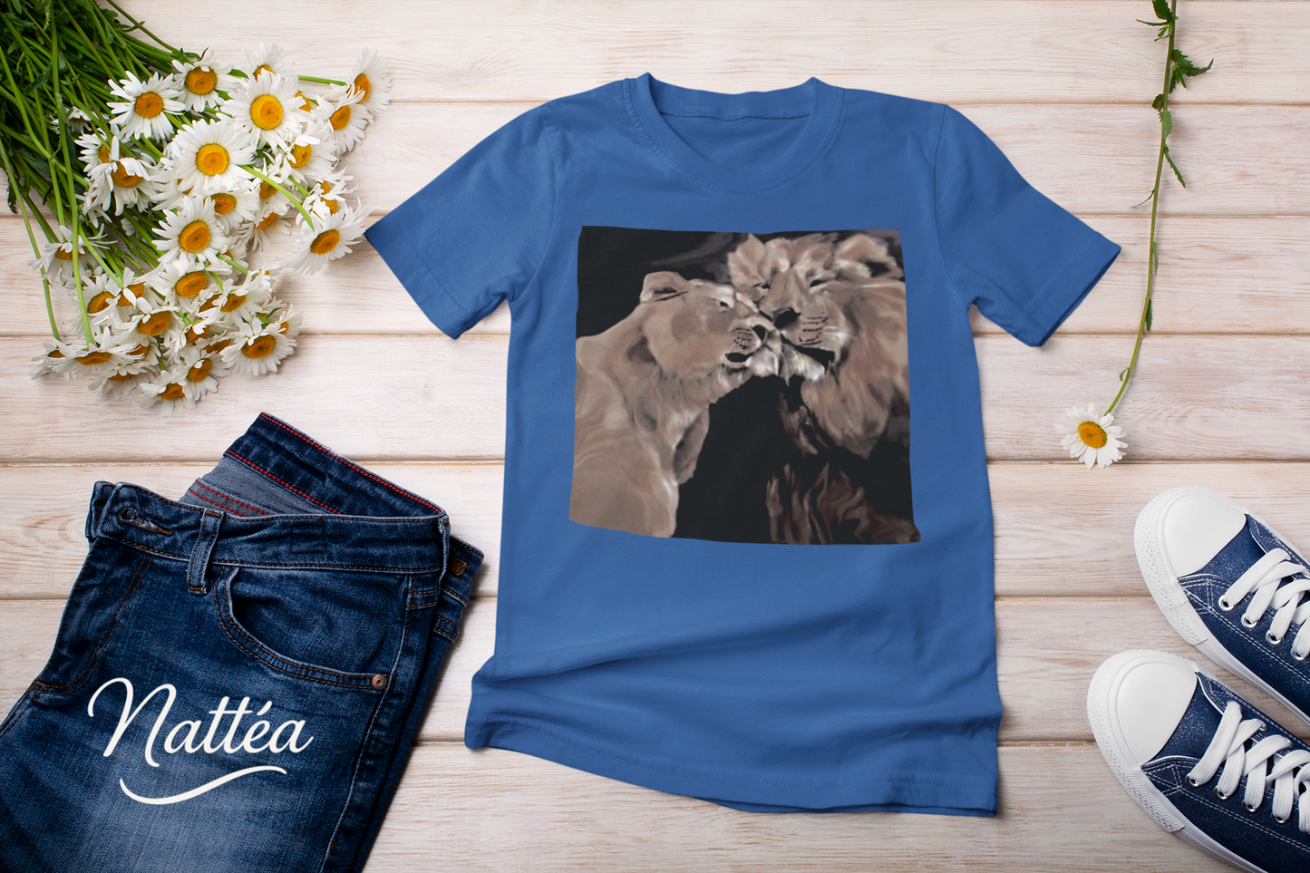 Lions couple T-Shirt - Vintage Design from Original Oil Painting
