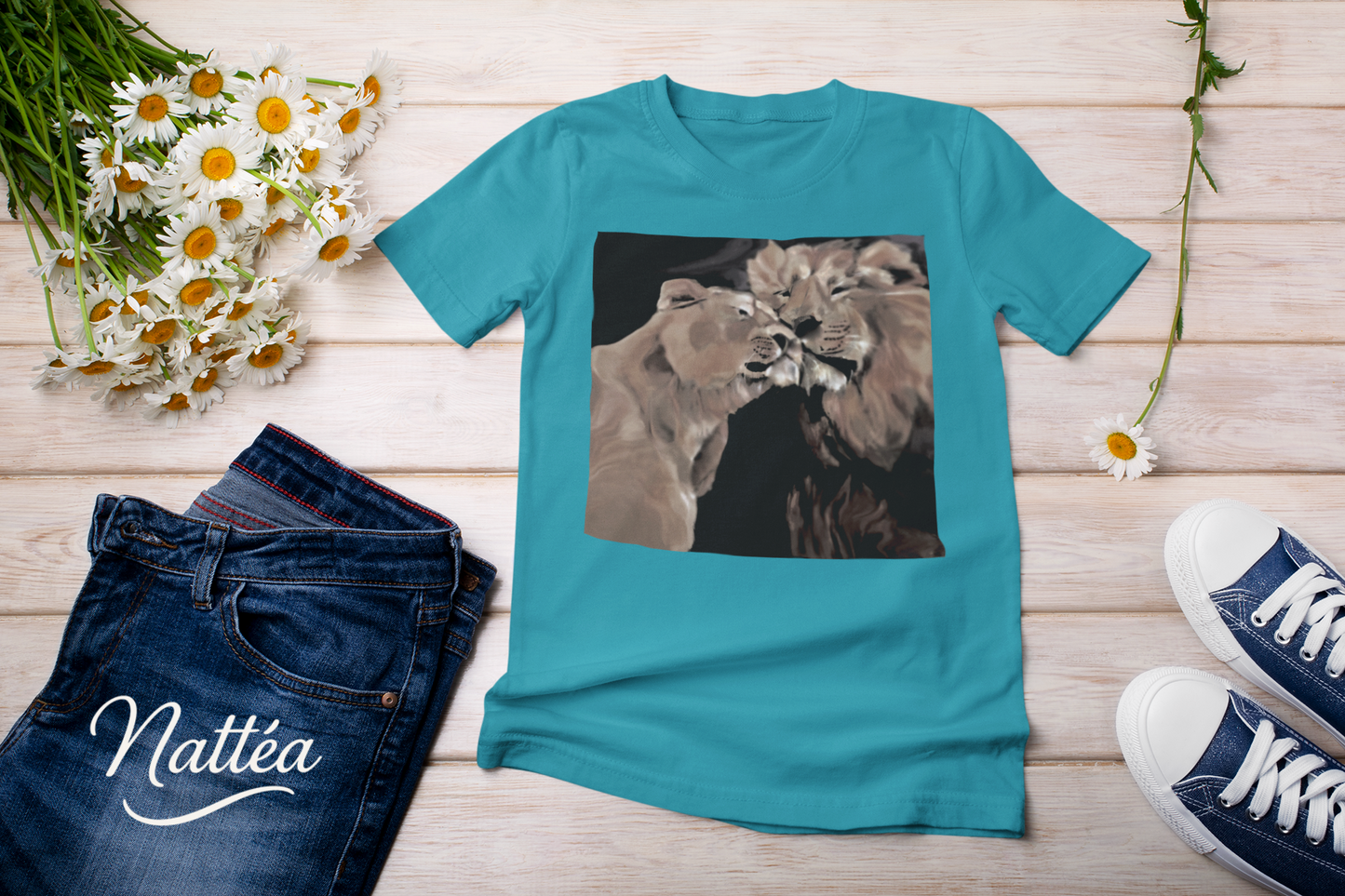 Lions couple T-Shirt - Vintage Design from Original Oil Painting