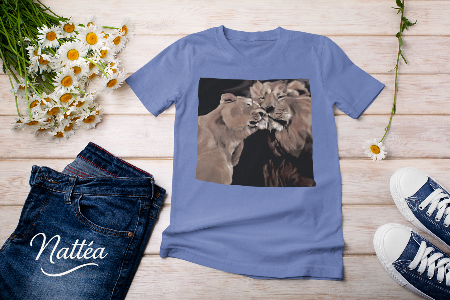 Lions couple T-Shirt - Vintage Design from Original Oil Painting