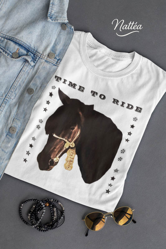 Artistic Horse Vintage Style T-Shirt – Elegant Equestrian Oil Painting Design- Time to Ride