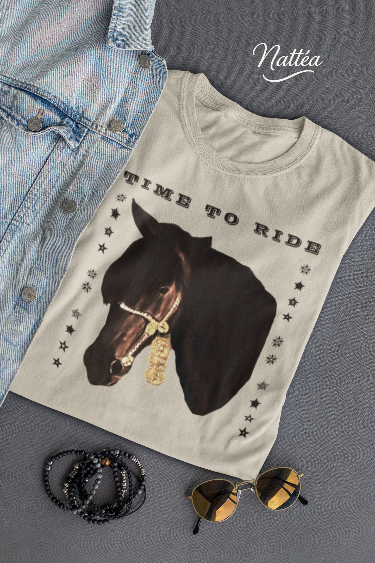 Artistic Horse Vintage Style T-Shirt – Elegant Equestrian Oil Painting Design- Time to Ride
