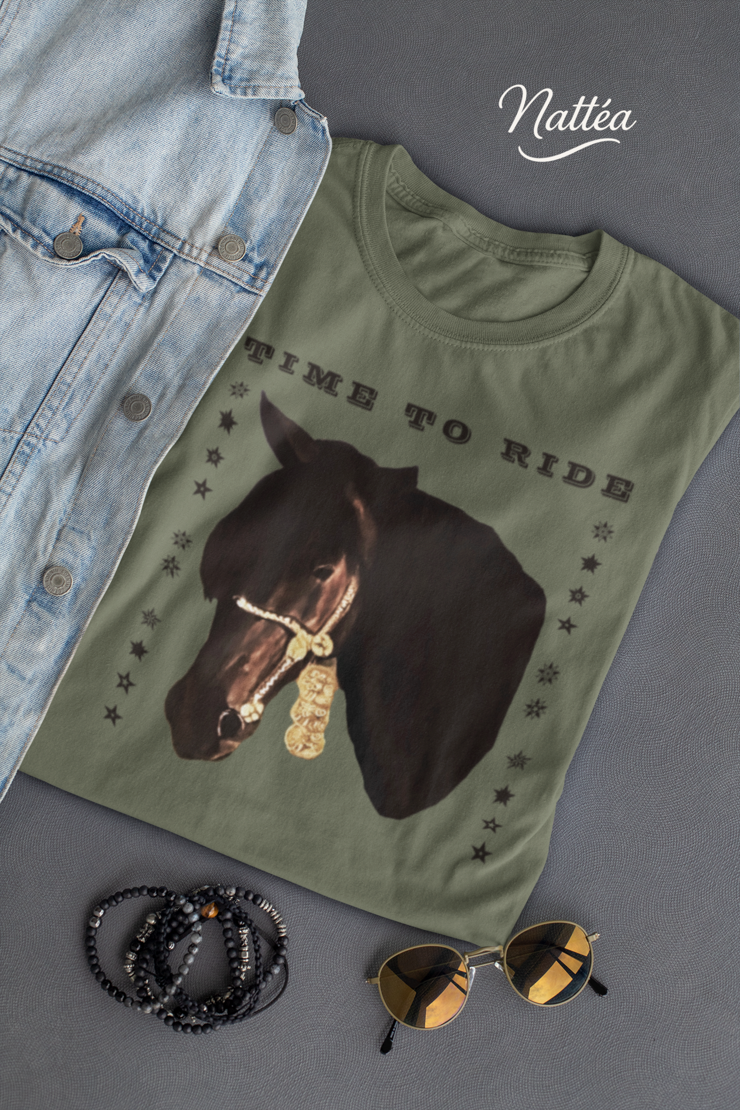 Artistic Horse Vintage Style T-Shirt – Elegant Equestrian Oil Painting Design- Time to Ride