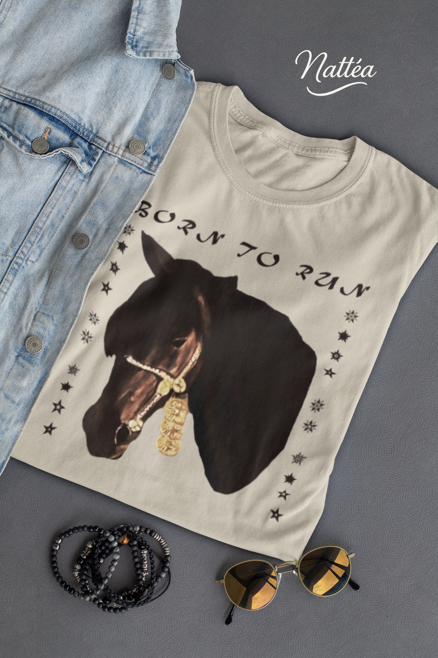 Artistic Horse Vintage Style T-Shirt – Elegant Equestrian Oil Painting Design- Born to Run