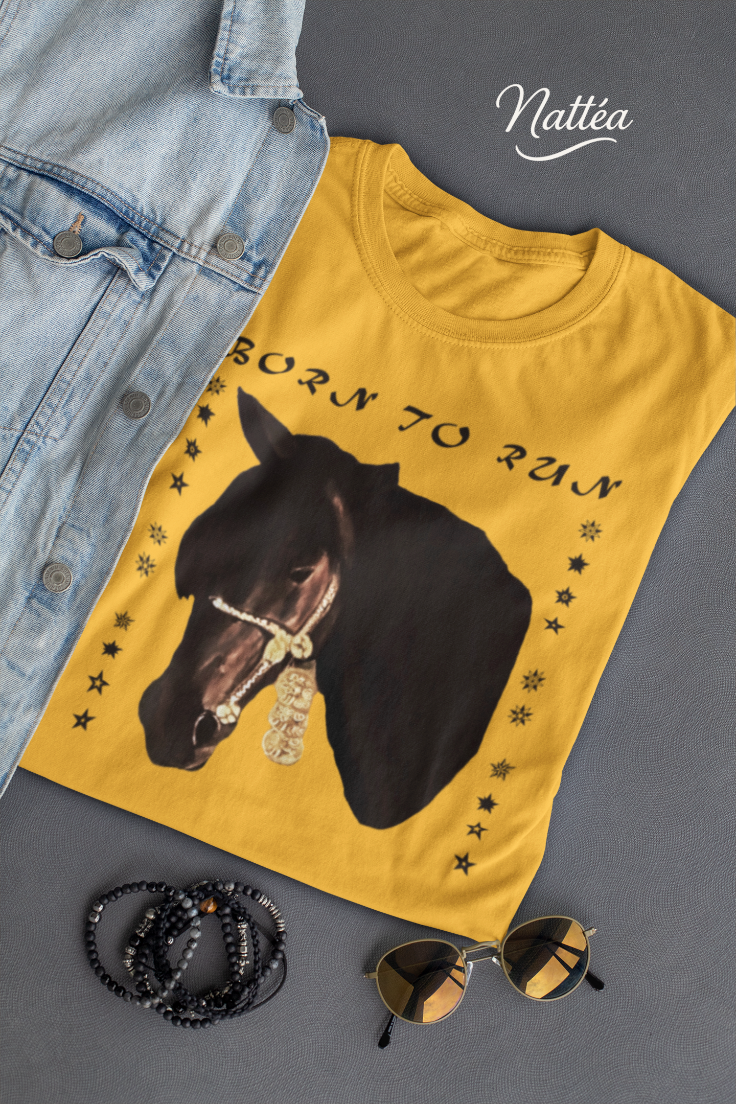 Artistic Horse Vintage Style T-Shirt – Elegant Equestrian Oil Painting Design- Born to Run