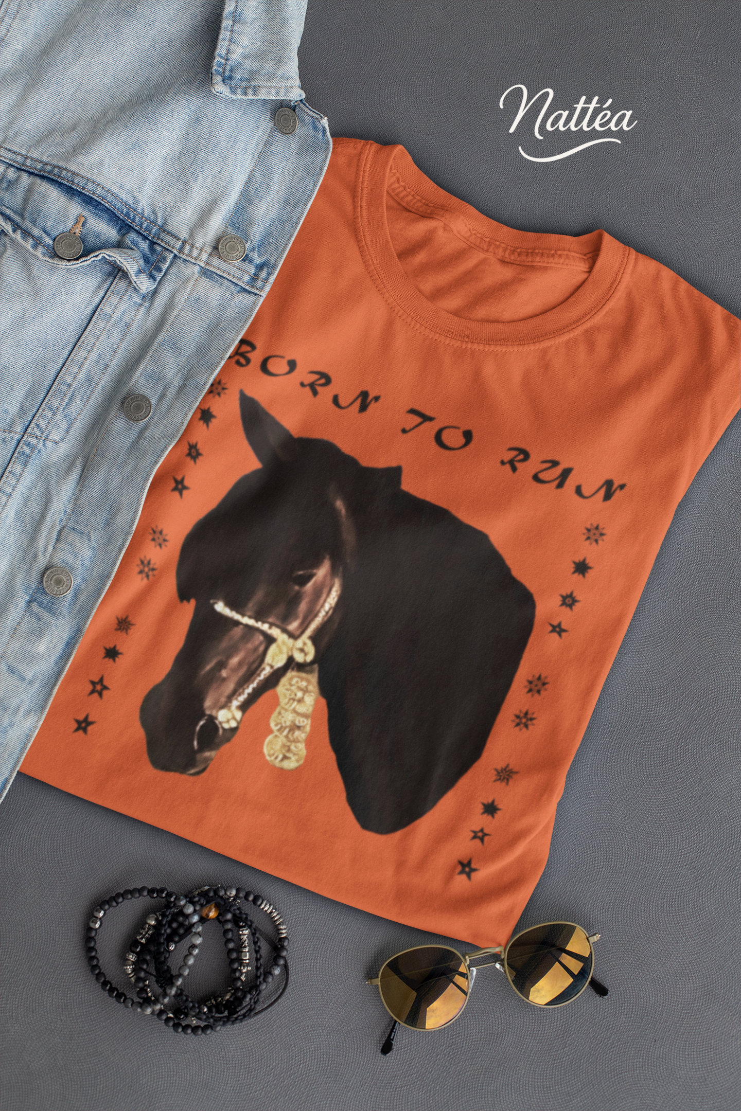 Artistic Horse Vintage Style T-Shirt – Elegant Equestrian Oil Painting Design- Born to Run